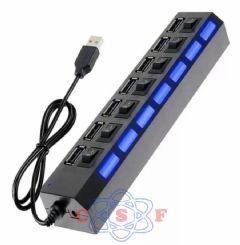 Adaptador Switch Altomex mini Hub USB 1 porta Saida USB + 7 portas sEntrada USB fmea HI-SPEEDcom Chave Liga/Desliga