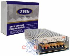 Fonte Chaveada TW 1210 FG 12 Volts 10 Amperes carcaa de Metal Colmeia Entrada Bivolt Saida 12 V