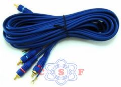 Cabo RCA 2+2 Permak Emborrachado Preto Stereo 5 metros