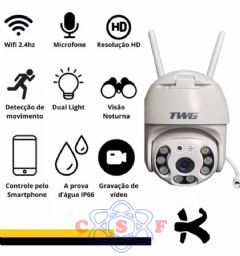 Câmera Speed Dome Ip Wi Fi 1080p Tw-9530 Rotativa Resistente Dágua Full Hd Infravermelho Zoom 4 x 2 Megapixel