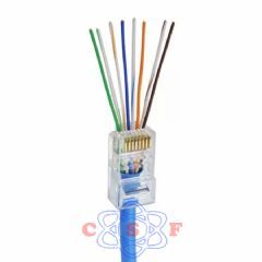 Conector Plug RJ 45 CAT 5E para Cabo de Rede Ethernet 8 vias Vazado