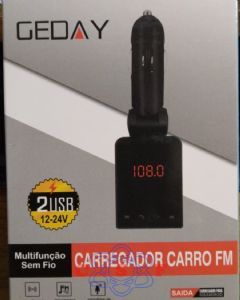 Modulador Transmissor FM Geday com Bluetooth entrada para Pen Drive Cartão SD