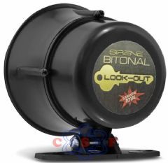 Sirene para Ré com Redução de Volume Noturno Bitonal Automotivo Look Out Dois Toques Bivolt 12volts A 24Volts