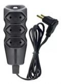 Extenso Megatron 3 Tomadas 1,5 Metros Cordo Paralelo Preto 2 x 0,75 10A 2 Pinos 90