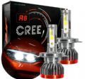 Kit Lmpada Farol Led R8 Cree H4 com Canceler 50W 12Volts 6500K 6000 Lumens